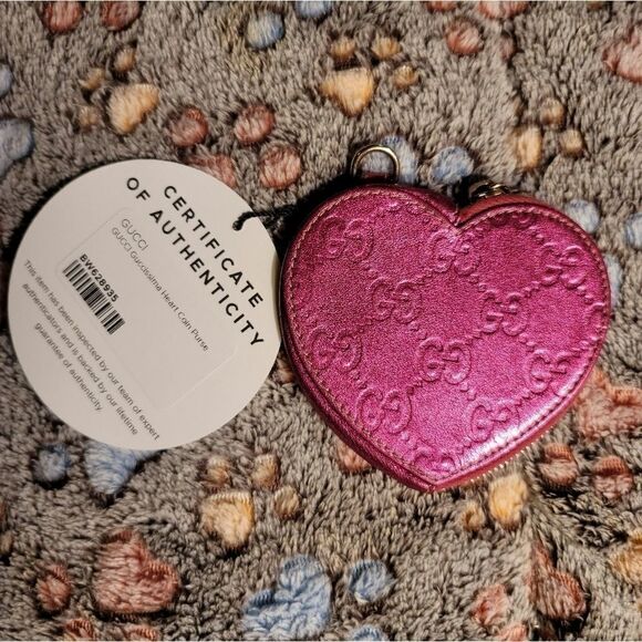 Gucci Guccissima Heart Coin Purse Purple Authentic - Picture 15 of 16